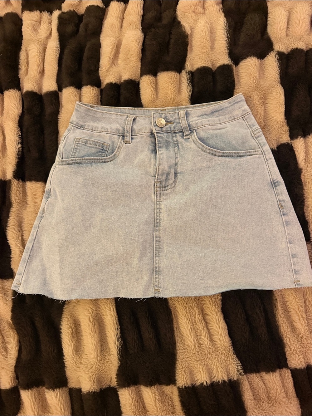 Amazon Light Blue Denim A-Line Mini Skirt